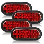 Partsam 4x12V 6 inch LED Stop Tail Turn Truck Tractor Trailer Brake Light Red 24 Doides Oval