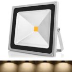 Warmoon Outdoor LED Flood Light, 50W Warm White 3200K Waterproof Security Lights with 3-Prong US Plug