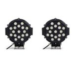 Nilight 2PCS 51w Black 7″ Flood Round Led Work Lights Off Road Fog Driving Roof Bar Bumper for SUV Boat Jeep Lamp,2 years Warranty