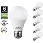 A19 LED Light Bulbs 60 Watt Equivalent, SANSUN 3000K (Soft White), E26 Socket, 650Lm, UL-Listed LED Globe Bulbs – (Pack of 6)