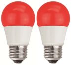 TCP 40 Watt Equivalent 2-pack, Red LED A15 Regular Shaped Light Bulbs, Non-Dimmable RLAS155WRD236