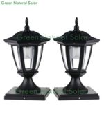 2-Pack BLACK Solar Hexagon Post Cap Lights with WHITE LEDS for 6X6 Fence Post – GREEN NATURAL SOLAR