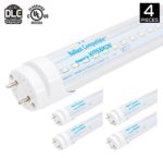 Hyperikon T8 T10 T12 LED Light Tube, 4FT, Dual-End Powered, Easy Ballast Removal Installation, 18W (48W equivalent), 2280 Lumens, 3000K (Warm White), Clear Cover, DLC & UL – (Pack of 4)