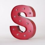 Glitzhome Vintage Marquee LED Lighted Letter S Sign Battery Operated Red