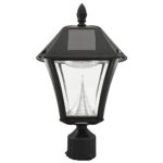 Baytown Ii Outdoor Black Resin Solar Post Light With 10 Bright White Led And 3 In. Fitter Mount