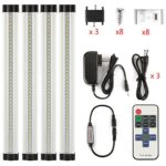 LXG 12in Dimmable LED Under Cabinet Lighting, 12W 5000K Daylight 1000LM, Clear Cover 3528 Led Strips,11key Remote Control ,4 Pack