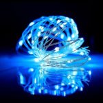 Top-Longer Micro LED 20 Super Bright Color Lights Battery Operated on 6 Ft Long Silver Color Ultra Thin String Wire-2 Sets (Blue)