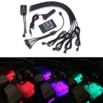 GHB Car Interior Underdash Lighting Kit 8 Color Car Interior Light LED 4 Pcs With Sound Active Function and Remote Control