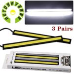 AUTOSAVER88 6X Waterproof Aluminum High Power 6W 6000K Xenon Slim COB LED DRL Daylight Driving Daytime Running Light for All Vehicles with 12V Power (White)