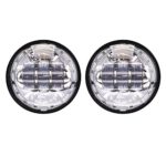 RTD 2Pcs 4-1/2″ 4.5Inch LED Passing Light for Harley Davidson Fog Lamps with White DRL Auxiliary Light Bulb Motorcycle Spot Driving Lamp (Silver)