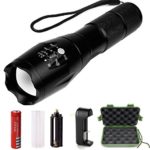 ONSON Outdoor Tactical Flashlight,Ultra Bright LED Handheld Portable Flashlights,Rechargeable 18650 Battery and Charger Included,Water Resistant Torch with Adjustable Focus and 5 Light Modes