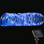 LE 33ft 100 LEDs Solar Power Rope Lights, Waterproof Outdoor, Blue, Portable, String Lights with Light Sensor, Ideal for Christmas Tree/Thanksgiving/Wedding/Party/Gardens/Lawn/Patio Decoration