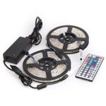 NEWSTYLE Led Strip Lighting 25M 32.8 Ft 5050 RGB 300LEDs Flexible Color Changing Full Kit with 44 Keys IR Remote Controller , Control Box ,12v 5A Power Supply for Home Decorative (2 Reels Full Kit)