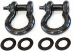 2 Pack – 3/4″ D-Ring Bow Shackles with Isolator Rings – 4 3/4 tons WLL (9,500 Lbs) Capacity – Heavy Duty D Ring for winching, ridging and recovery