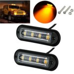 1 Pair Universal 4-LED Amber 16-Flashing Mode Car SUV Pickup Truck Van Lorry Warning Caution Emergency Construction Strobe Light Bar Waterproof (2PCS)