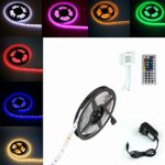 Led Lights Strip 12V Full Kit 16.4 ft 5M Non-Waterproof SMD 5050 RGB Color Changing 150 leds Lighting with 44 Key IR Remote Controller 2A Power Supply by Song-Wing
