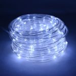 HAHOME Battery Operated 50 LED Rope Tube Light, 16.4 Feet, Cool White