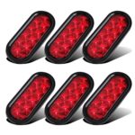 Partsam 6xRed Oval 10 Diodes 6 inch Stop/Turn/Tail Brake Light w/grommet+pigtail Flush Mount