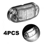 Partsam 4X Oval White Clear Lens 2 Diode LED Trailer Truck Clearance Side Marker Light