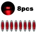 Partsam 8x New Red 3 Led Clearance Side Marker Truck Trailer Light 12V Fish Shape Waterproof