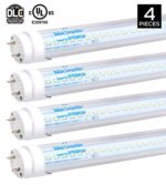 T8/T10/T12 LED Light Tube, 4FT, Hyperikon, Dual-End Powered, Works with and without T8 ballast, 18W (48W equivalent), 2200 Lumens, 6000K (Super Bright White), Clear Cover, DLC-qualified – (Pack of 4)