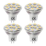 LE 1.8W MR11 GU4.0 LED Bulbs, 20W Halogen Bulbs Equivalent, GU4 Base, 165lm, 12V AC/DC, 120° Flood Beam, Warm White, 3000K, LED Light Bulbs, Pack of 4 Units