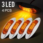 Partsam (4)Waterproof Amber 3 LED Side Marker Light Lamp for Trailer Truck Boat DC12V