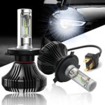 Autofeel H4(HB2/9003) Led Headlight Bulbs 84W 8000LM 6500K Cool White High/Low Beam with CREE Chips-1 Year Warranty