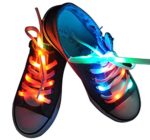 Lystaii LED Light Waterproof Shoelaces Shoestring Battery Powered Flash Lighting the Night for Party Hip-hop Dancing Skating Running Cosplay Decoration Running (RGB Colorful)