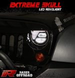 Razer Auto RZJHL-6506 07-16 Jeep Wrangler JK Extreme Skull LED Headlight Black,Hi-Bean + Low-Beam (Cree LEDs) + DRL, Die-Cast Aluminum Large Cooling heatsink 1 Pair