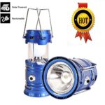 3-in-1 Rechargeable Solar Ultra Bright Led Camping Lantern & Portable Outdoor Survival Lamp for Fishing ,Emergency,Hurricanes,Hiking,Hunting,Storm (Blue)