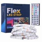Tingkam® Waterproof 5M 5050 SMD RGB Led Strips Lighting Full Kit with 44 Key IR Remote Controller for Home Kitchen Cabinet TV Lighting Decoration