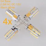 Weanas® 4x G4 Base 48 LED Light Bulb Lamp 2.5 Watt AC DC 12V/10-20V Warm White Undimmable Equivalent to 17W T3 Halogen Track Bulb Replacement 360° Beam Angle