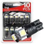 194 LED Light bulb, Yorkim® 6th Generation, Non-Polarity,12V Lights for 168, 2825,T10 5-SMD LED Bulb (Pack of 10)