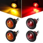 Partsam 2 Pcs Red & 2 Pcs Amber 3/4 Inch Mount Clear Lens LED Bullet Light Lamp Truck Trailer Round Side Marker(Total of 4pcs)