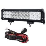 Auxbeam 2Pcs 12″ 72W CREE LED Work Light Bar 7200lm Combo Beams 24pcs 3W Cree Chips Waterproof with Wiring Harness