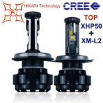 HIKARI LED Headlight Bulbs Conversion Kit – H4(9003) Hi/Lo ,Top CREE (XHP50+XM-L2) 9600lm 6K Cool White,2 Yr Warranty (Eye of Megatron,Upgraded Version)