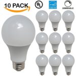 10 PACK – ENERGY STAR & UL LISTED – LED A19 6W Omni-Directional Light Bulb, DIMMABLE, 40W Equivalent, 3000K Warm White, 470 Lumens, 25,000 Life Hours