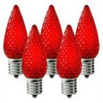 Holiday Lighting Outlet LED C9 Replacement Christmas Light Bulbs, Commercial Grade, 5 Diode (Led’s) in Each Bulb. Fits in E17 Sockets. Pack of 25 Bulbs (red)