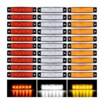 Combo Total 30 pieces – 6-LED RED/AMBER/WHITE Surface Mount Sealed Light 12V with Pad – for Cargo Semi Trailer Container Tractor Truck Bus Lorries