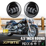 Xprite Black 4.5″ Inch 60W Cree Led Spot Lights 6000k White Passing Projector Fog Lamp for Harley Davidson Daymaker Motorcycles