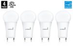 Hyperikon LED GU24 base, A19 Shape, 12W (60-Watt Equivalent), ENERGY STAR, Dimmable, 3000K (Soft White Glow), 800 Lumens, 340°, UL-Listed – (Pack of 4)