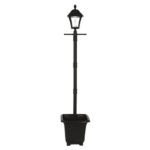 Gama Sonic Baytown Solar Lamp Post and Single Lamp LED Light Fixture, Planter Base, 77-Inch Height, Black Finish #GS-106PL