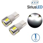 SiriusLED Extremely Bright 5730 Chipset LED Bulbs for Car Interior Lights License Plate Dome Map Side Marker Door Courtesy Wedge T10 168 192 194 2825 W5W 6000K Xenon White Pack of 2