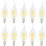 10 Pack 4W Dimmable C35 E12 LED Bulbs, 40W Incandescent Bulbs Equivalent, Candelabra Bulbs, 360lm, 360° Beam Angle, Warm White 2700K, LED Candle Bulbs, LED Filament Bulbs