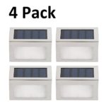 Solar Powered Step Lights, Easternstar Outdoor Stainless Steel Waterproof LED Solar Staircase Light, Illuminates Fence, Deck, Dock, Path, Patio, Garden, Landscape (4 Pack)
