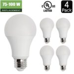 Equivalent to 75W – 100W Incandescent Bulb, A19 LED Light Bulb, 1100 Lumens 2700K Soft / Warm White, 12W E26 Medium Screw Base, UL listed, XMprimo (4 Pack)