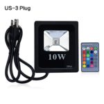 NICEYOU 10 Watts Remote Control RGB Color Changing Waterproof LED Flood Light Outdoor Garden Landscape Wall Washer Night Spot Security Lights with US 3-prong Plug In