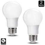 Luxrite LR21393 (2-Pack) 9W LED A19 Light Bulb, 60W Equivalent, Non-Dimmable, Cool White 4000K, E26 Base, UL-Listed