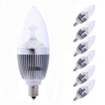 LVJING Pack of 6 3W LED Candelabra Bulb, E12 Socket, 25W Incandescent Bulbs Equivalent, Day Light 6000K, 270lm, LED Candle Light (Silver Shell)